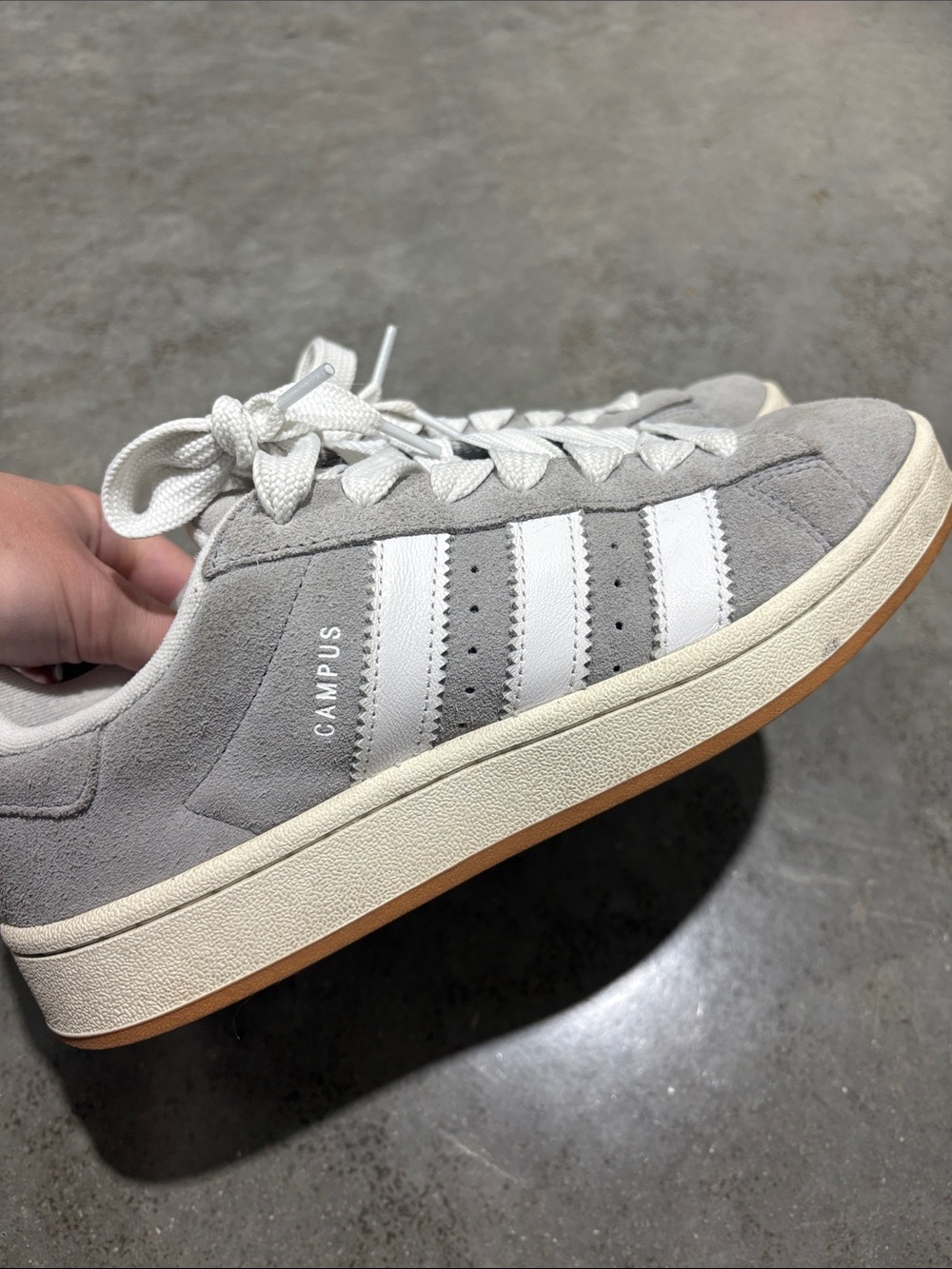 adidas Campus Suede Sneakers in Light Gray and White - Picture 2 of 5